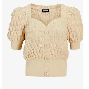 NWT EXPRESS Short Puff Sleeve Button Front Cardigan